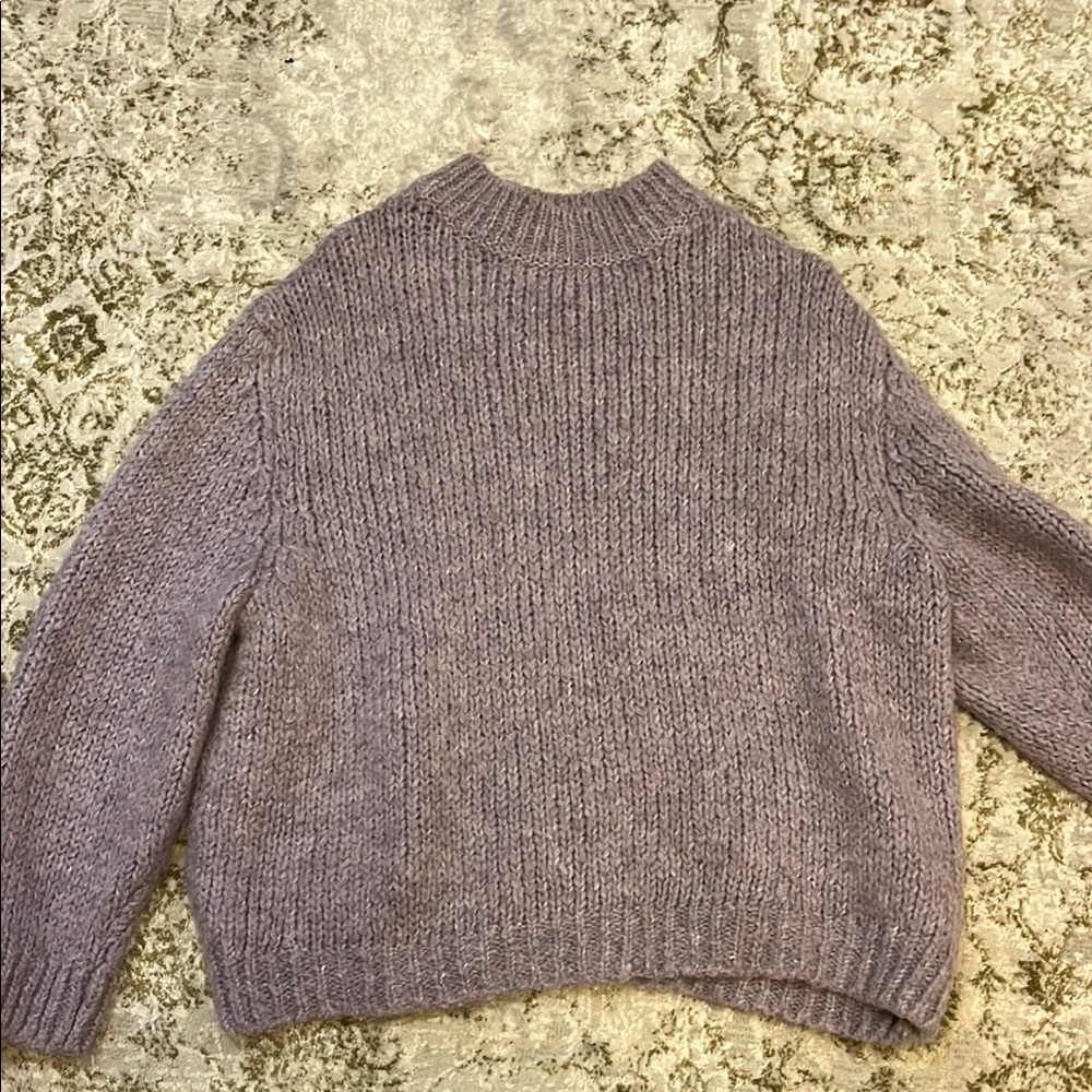 Zara Lavender Chunky Knit Sweater with Ribbed Texture